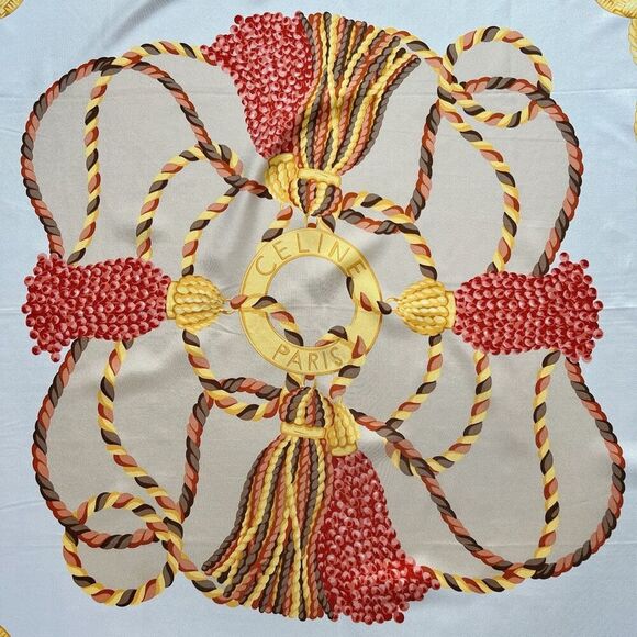 CELINE Scarf Circle Logo Rope Large Beige Gold - Picture 2 of 7